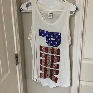 Pink red white and blue sequin tank